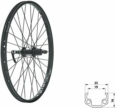 WASPER CASSETTE V-brake R, 24", black